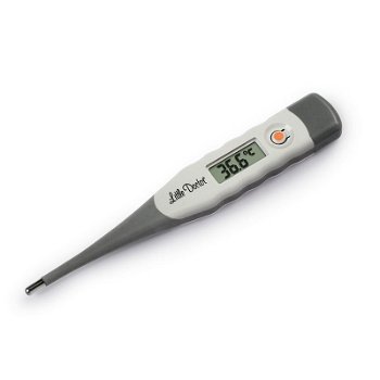 Termometru digital Little Doctor LD 302, indicator sonor, rezistent la apa, flexibil, Display LCD, Gri/Alb
