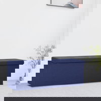 vidaXL Bancă de depozitare pliabilă, albastru, imitație de pânză, vidaXL