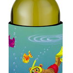 Caroline`s Treasures Teddy Bear Sirena și Diver sticla de vin băutură Izolator Hugger Multicolore Wine Bottle, 