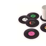 Set suport cana/pahar - 4 bucati asortate, model disc vinyl, diametru 10 cm - Rock around the clock, Startover Mag Online