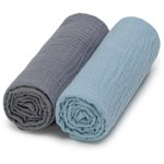 T-TOMI Muslin Diapers Grey + Blue scutece textile 65 x 65 cm 2 buc, T-Tomi