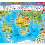 Puzzle cu 150 de piese - Harta lumii cu monumente, edituradiana.ro