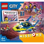 Jucarie 60355 City Water Police Detective Missions Construction Toy (Interactive Adventure Playset with Boat and 4 Minifigures), LEGO