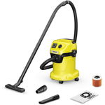 Aspirator umed-uscat Karcher WD 3 P V-17/4/20 1.628-170.0, Aspirare umeda si uscata, 17 L, Furtun 2 m, 1000 W, Filtru cartus, Priza integrata cu intrerupator, Functie de suflare, Sistemul de blocare „Pull & Push”, Galben/Negru, Karcher