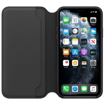 Protectie de tip Book, material piele, pentru iPhone 11 Pro Max, culoare Black, Apple