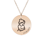 Ami - Colier personalizat mama si bebe din argint 925 placat cu aur roz, BijuBOX