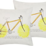 Beliani Set 2 Perne Decorative Tema Biciclete 45 x 45 cm Multicolor RUSCUS