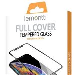 Folie Protectie Sticla Temperata Lemontti Full Fit LFSTFFIP12MBK pentru Apple iPhone 12, iPhone 12 Pro (Transparent/Negru), Lemontti