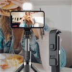 Set 3in1, Selfie Stick cu Lampa LED si Trepied, conectare Bluetooth, alimentare USB, AVEX
