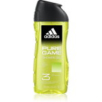 Adidas Pure Game gel de dus pentru față, corp și păr 3 in 1 pentru bărbați 250 ml, Adidas