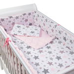 Set lenjerie matlasata 5 piese pentru patut 140x70 cm Kidizi All Pink Stars, Kidizi