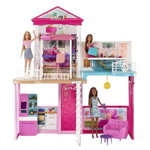 Set Barbie - Casa Barbie cu mobilier si accesorii si 3 papusi incluse, Barbie