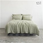 Lenjerie de pat verde-deschis din in pentru pat dublu/extinsă 200x220 cm – Linen Tales, Linen Tales