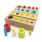 Joc Montessori de Invatare, 4 seturi cilindri color din lemn