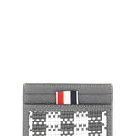 Thom Browne THOM BROWNE WOVEN LEATHER CARD CASE GREY, Thom Browne