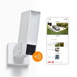 Camera de supraveghere cu sirena Netatmo Smart, Exterior, Control Wi-Fi, Detectare persoane / masini / animale, Compatibila cu iOS si Android, Alb, Netatmo