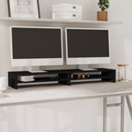vidaXL Stand pentru monitor, negru, 100x24x13 cm, lemn masiv de pin, vidaXL