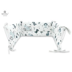 Aparatoare pentru patut, MimiNu, Din bumbac certificat Oeko Tex Standard 100, 180x30 cm, Cu panglici, Dino Granat Aparatoare pentru patut, MimiNu, Din bumbac certificat Oeko Tex Standard 100, 180x30 cm, Cu panglici, Dino Granat