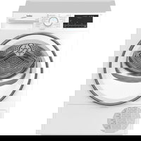 Beko Uscator de rufe Beko B3T68230, Pompa de caldura, 8 kg, 15 programe, Clasa E, SteamCure, RecycledDry, EcoGentle, OptiSense, Aquawave, Alb, Beko