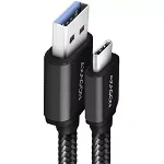 Cablu Axagon BUCM-AM10TB USB-C la USB-A 0.6m 3A Twister Black, Axagon