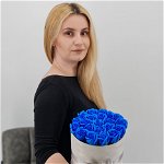 Set cadou , Trandafiri sapun , cutie catifea cu trandafiri albastri, Magazin Traditional