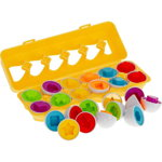 Joc educativ Matching eggs, Set 12 oua pentru invatarea formelor si culorilor Ikonka IK17739, IKONKA