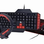 Kit Gaming Gembird Ultimate 4-in-1, Tastatura, Mouse, 2400 DPI, Mouse Pad 300 x 250mm, Casti Stereo cu microfon 40mm (Negru/Rosu), Gembird