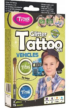 Glitter Tattoo Kit: Vehicles. Tatuaje cu sclipici: vehicule, -