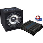 Pachet subwoofer auto Crunch CRB 250  250W RMS + amplificator Crunch GPX 500.2  2 canale  250W + Kit cablu 10 mm2