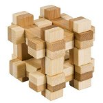 Joc logic iq din lemn bambus in cutie metalica gridbox, Fridolin