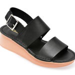 Sandale CLARKS negre, VELHILL STRAP 01-N, din piele naturala, Clarks