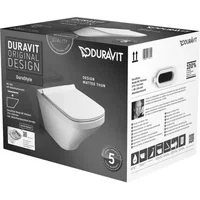 Set Vas WC suspendat cu capac soft close Duravit Durastyle Rimless 37x54 cm evacuare orizontala, fixare ascunsa