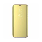 Husa Tip Carte Mirror Huawei P30 Lite Cu Folie Sticla Upzz Glass Inclusa In Pachet, Gold, Upzz