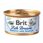 Brit Fish Dreams, Macrou cu Alge, Conservă hrană umedă pisici, (în suc propriu), 80g, Brit
