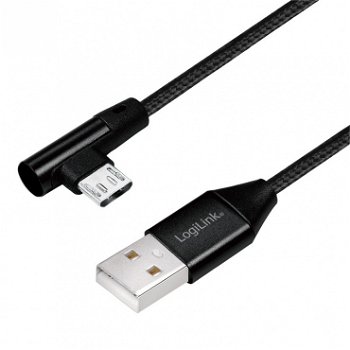 Cablu LogiLink USB 2.0 Logilink Cu0141 Usb A - Micro Usb B, M/m, unghiular, negru 0,3 m, LogiLink