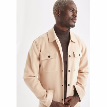 Palton slim fit cu buzunare pe piept