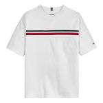 Tommy Hilfiger, Tricou de bumbac organic cu logo, Albastru marin, 128 CM