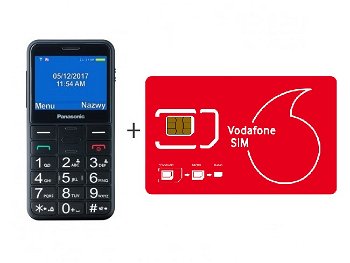 Telefon mobil Panasonic KX-TU150EXB pentru Seniori cu buton SOS, Negru + CADOU CARTELA VODAFONE PREPAY!