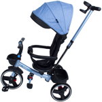 Tricicleta pliabila pentru copii Impera albastru, scaun rotativ, copertina de soare, maner pentru parinti Kidscare, KidsCare