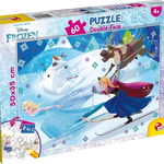 Puzzle de colorat, Frozen la schi, 60 piese, Lisciani