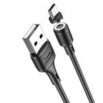 Cablu de Incarcare Magnetic USB-A la Micro-USB 12W, 2.4A, 1m Hoco Sereno (X52) Negru