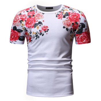 Tricou casual pentru barbati, pentru vara, tricou modern cu imprimeu floral, Neer