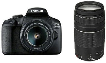 Aparat foto DSLR Canon EOS 2000D BK SEE, 24.1 MP + Obiectiv 18-55 IS + Obiectiv 75-300