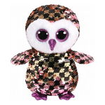 Jucarie de plus TY - Beanie Boos, Bufnita Checks, cu paiete, 15 cm