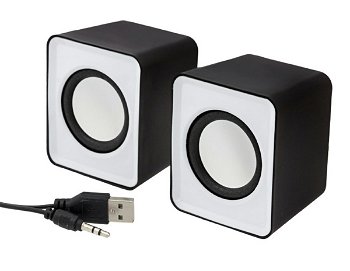 Mini boxe stereo 2.0, 6W, 30Hz - 20Khz, 4Ω, 80dB, 182g, 7 x 6 x 4,5cm, negru/alb, Pro Cart