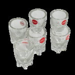 Set 6 pahare sticlă transparente pentru vișinată, cu striații, 40 ml, 