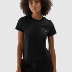 Tricou din bumbac organic cu imprimeu pentru femei - negru, 4F Sportswear