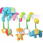 Jucarie bebe zornaitoare Elefant pentru patut, carucior, multicolor, Krista