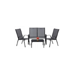 Set mobilier de gradina, 1 canapea, 2 scaune si 1 masa, Negru, 114x66.5x78.5 cm, MCTGarden-1293