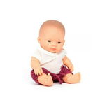 Păpuşă Miniland - Fetiță cu bluză albă, 21 cm